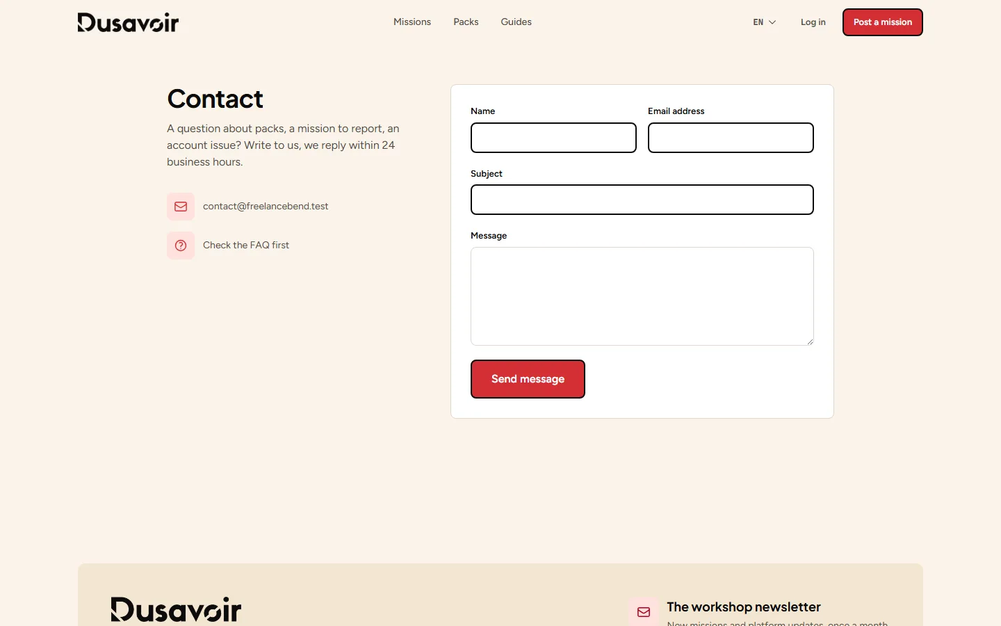 Dusavoir's contact page